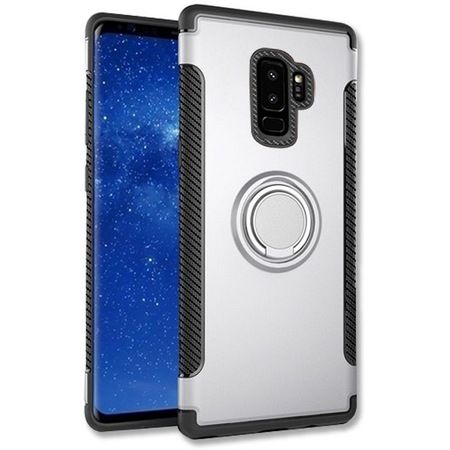 Husa pentru telefon Samsung S9, Eurozep argintie, cu inel metalic