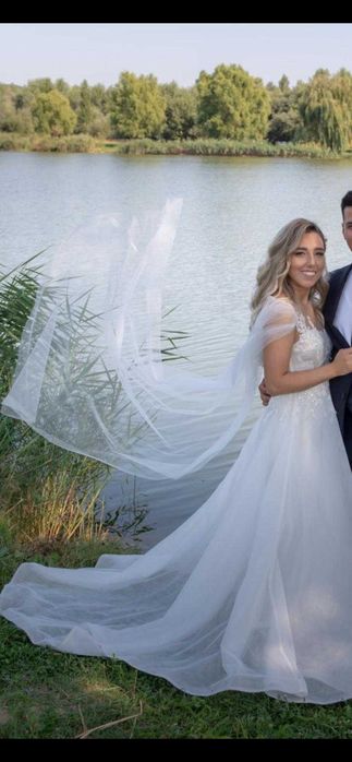 Rochie de mireasa+cadou halat satin "Bride"