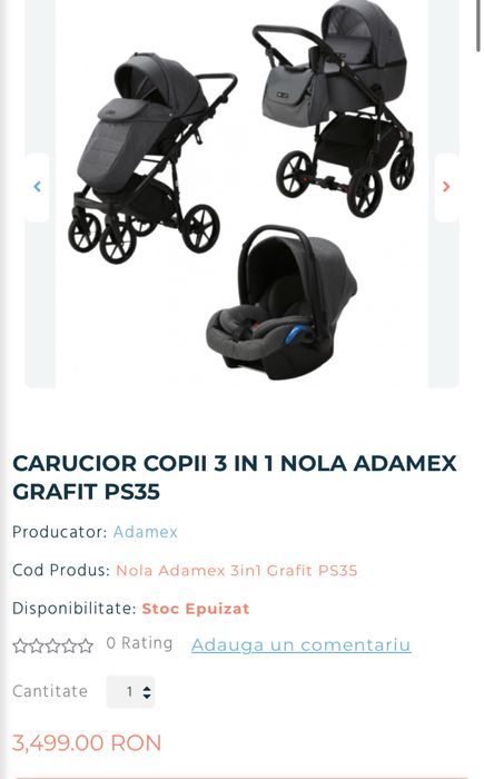 Cărucior 3 în 1 Adamex Nola – cu garanție până la 27.04.2026