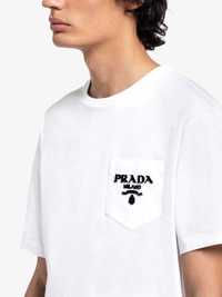 PRADA Chenille Pocket Logo Slim Fit Мъжка Тениска size XXL (XL)