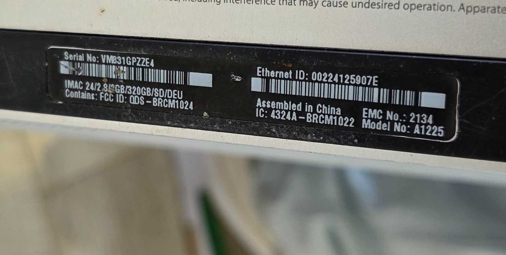 Computer core2duo Apple Imac 24 inch - EMC 2211 A1225