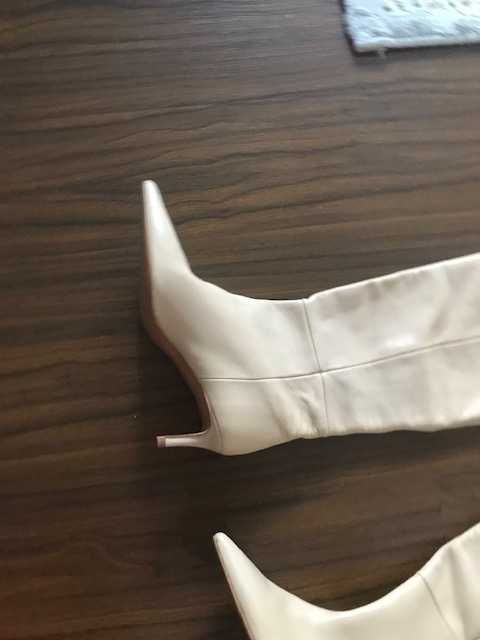 Zara cizme piele naturala tubice bej toc mic