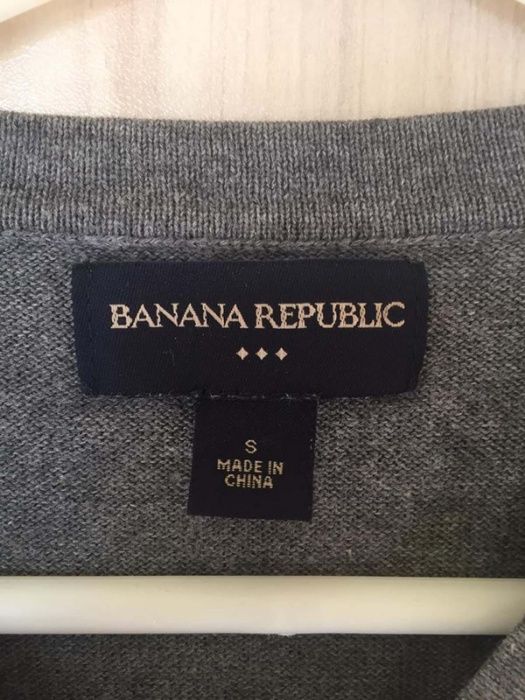 Пуловер Памучен Блуза Размер S Сив Мъжки Banana Republic