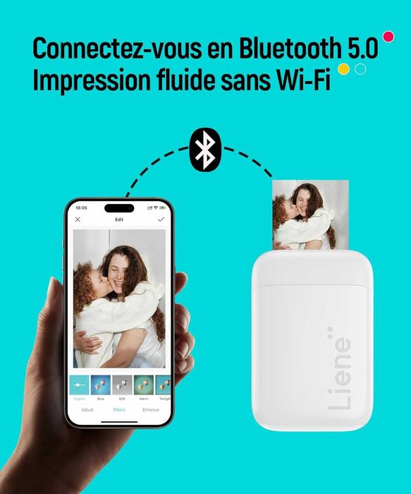 Джобен фотопринтер Liene (за снимки-стикери, с 50 листа)