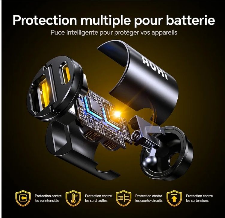 AOHi superauto PD 45W 2 port зарядно за телефон за кола