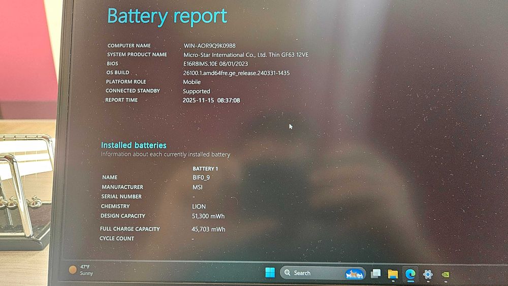 MSI Thin 15 GF63 12VE i5-12th/RTX 4050/16gb/512gb