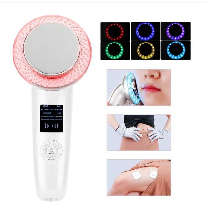 Масажор за лице/тяло 6 в 1 EMS функции, ултразвук, фотон, йони