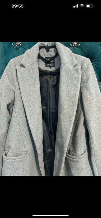 Palton gri lungime medie