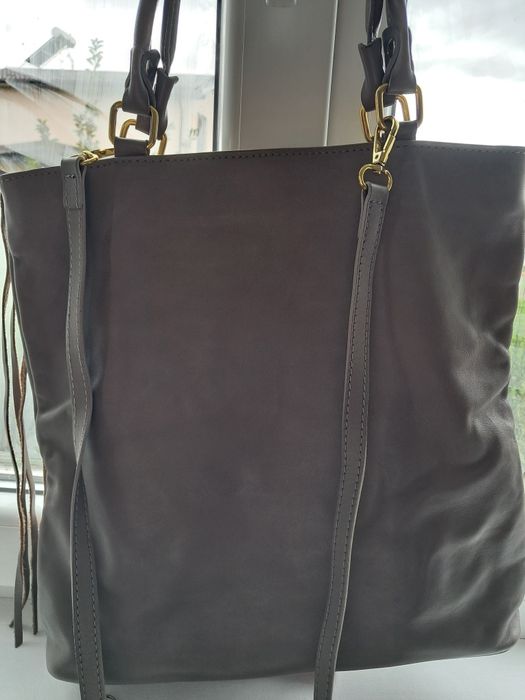 Geanta din piele, culoare gri/taupe