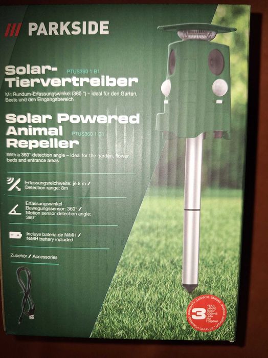 Aparat solar pentru îndepărtat animale si păsări, 3 senzori de miscare