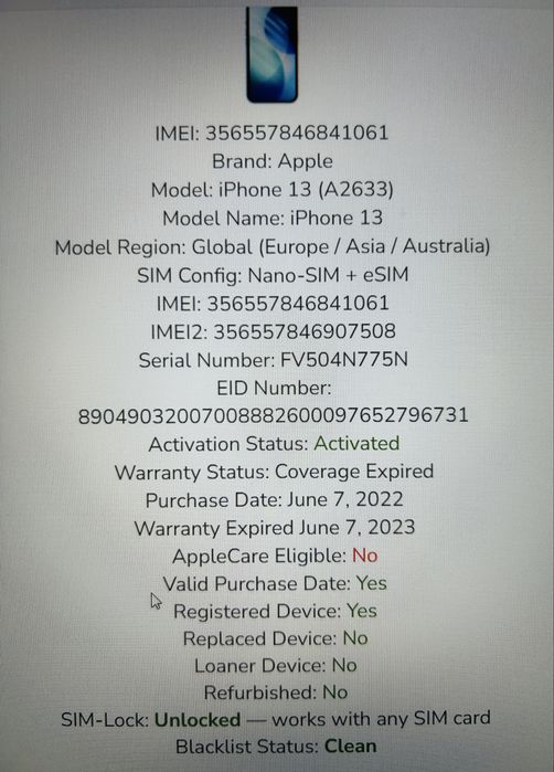 Iphone 13 124 GB baterie nouă