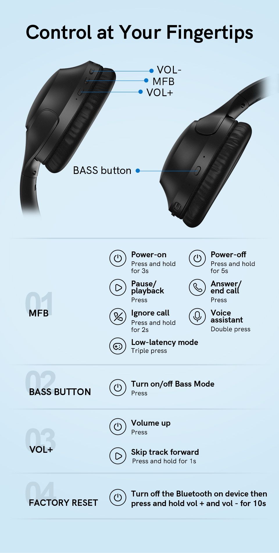 Безжични ENC слушалки QCY H-2, Bluetooth 5.3, 60h. Play, Bass и EQ APP