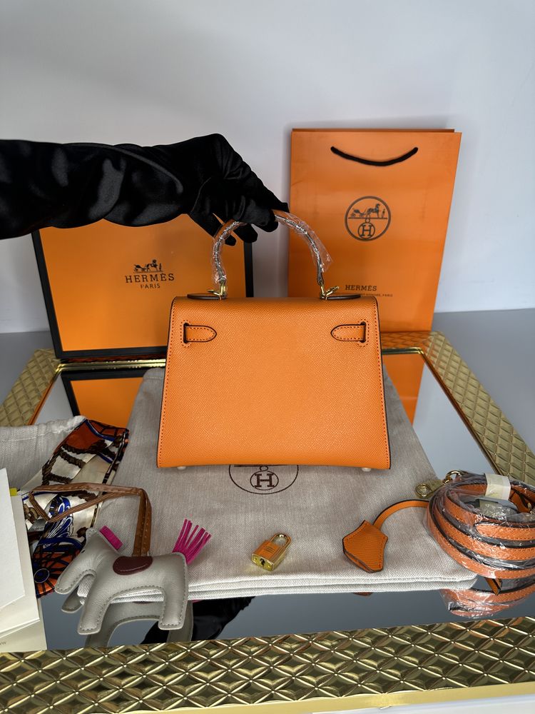 Geanta de lux HERMES Kelly 22 cm piele naturala 100% cadou 11