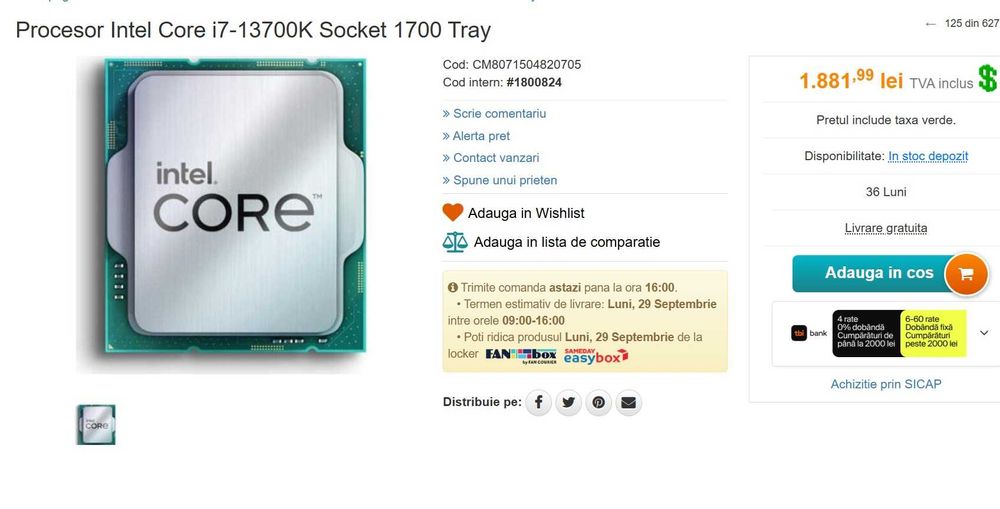 Unitate PC Gaming I7 / 32GB DDR5 / 2TB  NVME / MSI RTX 4080 / WI-FI