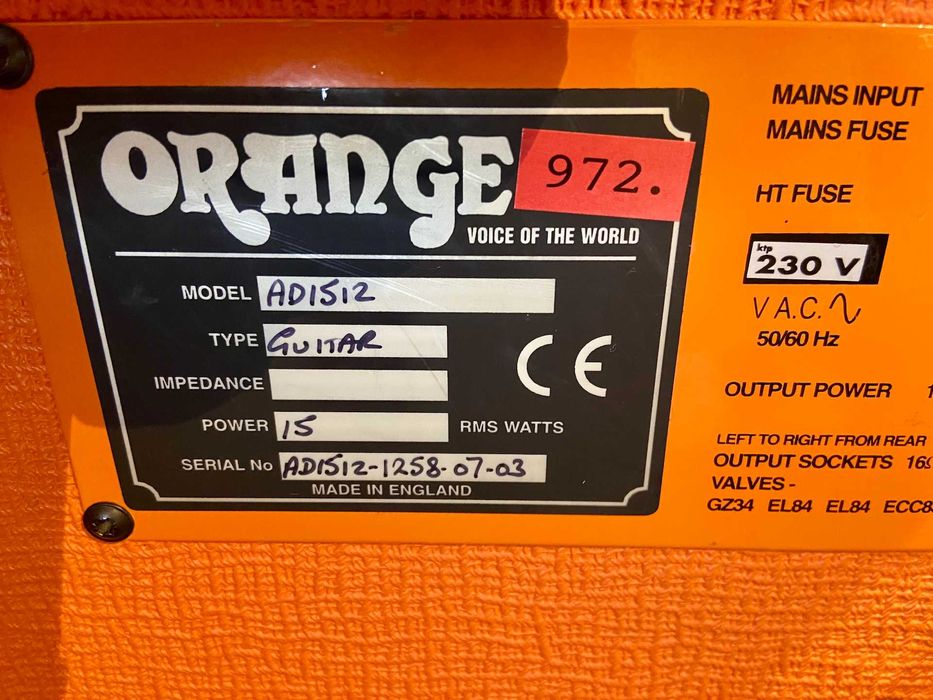 Orange AD15 Combo de 15W tube amp