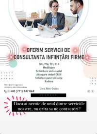 Servicii de infiintare sau modificare firme conta punct de lucru codur