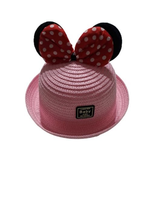 Palarie din paie pentru fete, Minnie Mouse, Roz, 3-6 ani, 52 cm