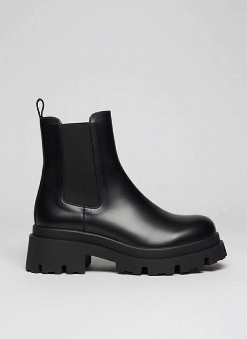 Ghete tip Chelsea din piele ecologică – talpă groasă, negre