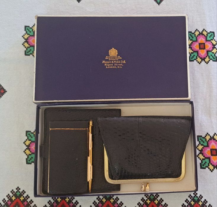Set vintage portofef+portmoneu+agenda cu creon