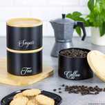 Recipiente pentru cafea, ceai, zahar, din otel-bambus, negru,