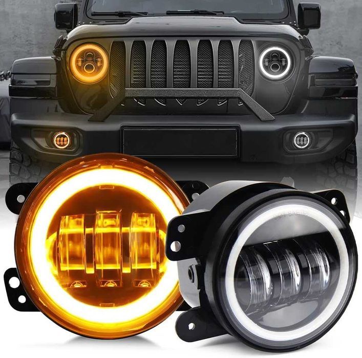 Faruri de ceata cu angel eyes Jeep Wrangler 4inch