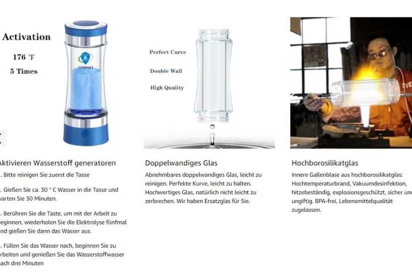 generatoar de apă cu hidrogen si Ionizata, Gosit / sticla / baterie