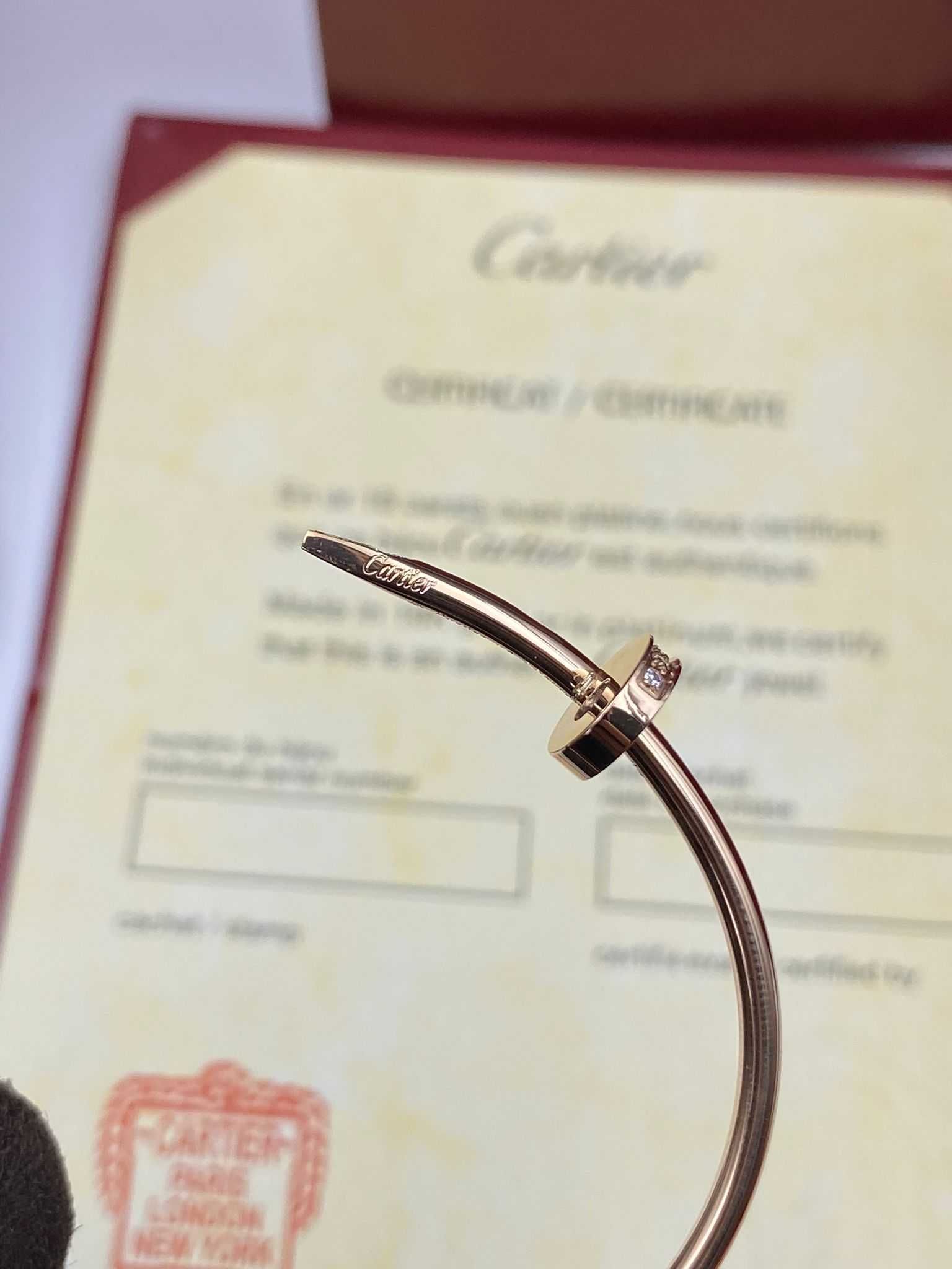 Brățară Cartier Cui Slim 16 Aur Roz 18K cu Diamante