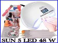 Kit Unghii False Gel uv Set Manichiura ,Lampa SUN 5 LED 48w -tipsuri