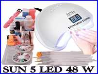 Kit Unghii False Gel uv Set Manichiura ,Lampa SUN 5 LED 48w -tipsuri