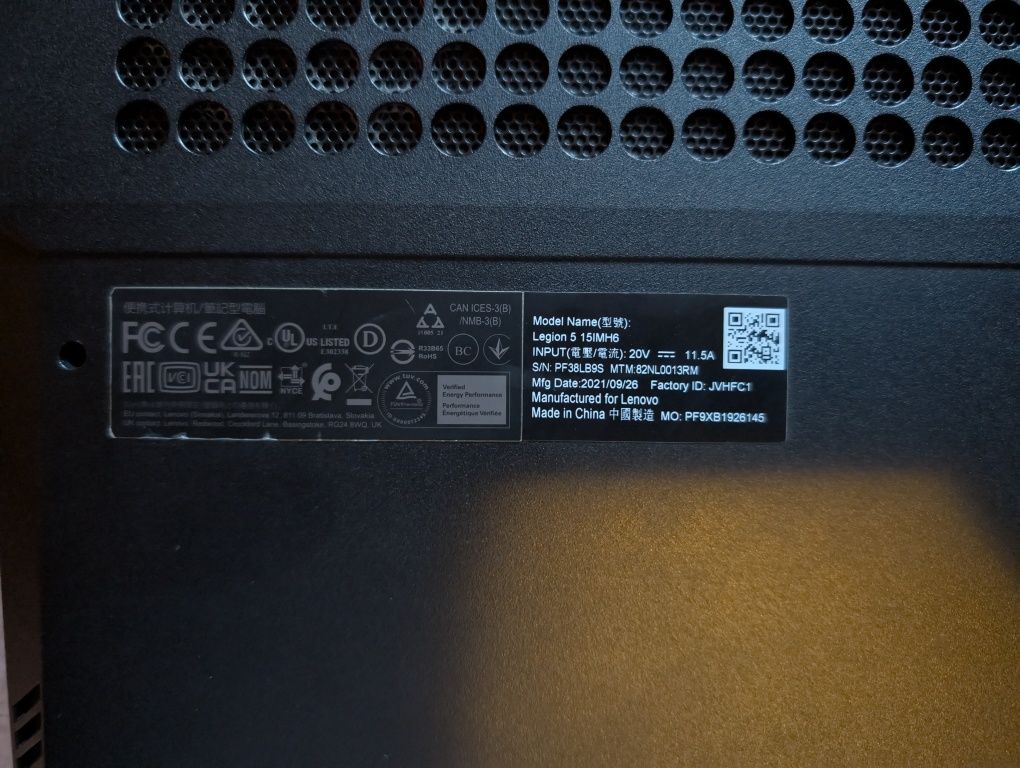 Lenovo Legion 5 15IMH6 [DEFECT: Placa video arsa]