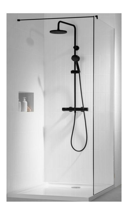 Coloana dus cu baterie si termostat Roca Victoria-T, negru mat