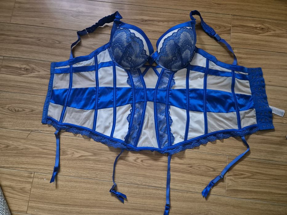 Corset alb/albastru M