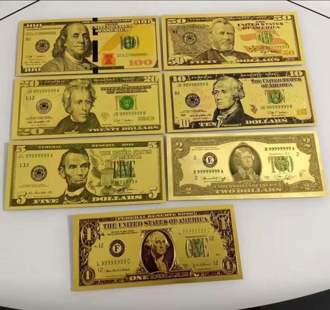 Коллекционные золотые купюры доллары США деньги коллекция