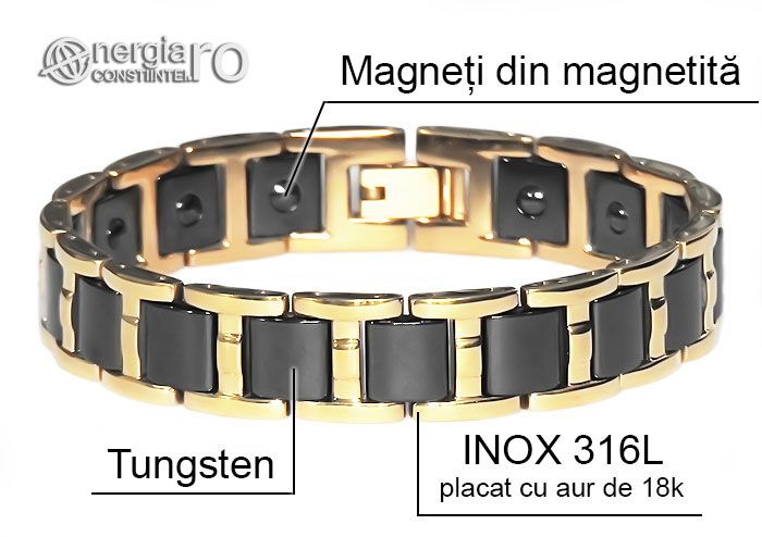 Brăţară Magnetică Energetică Tungsten și INOX - cod BRA051