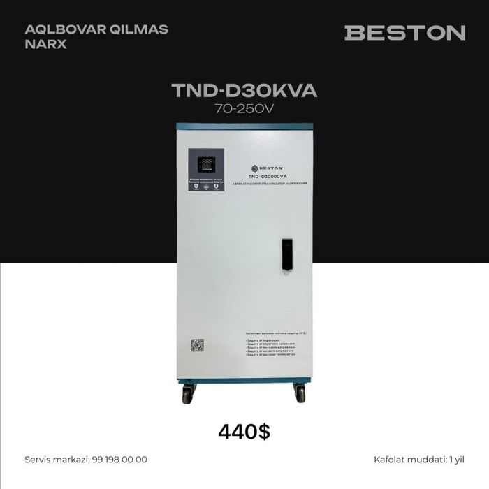 Chegirma stabilizator Beston D30000VA