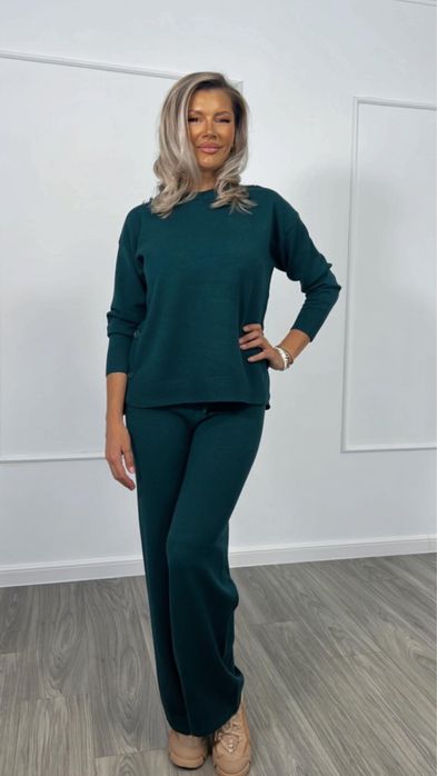 Set bluza si pantaloni mix lana cu tricotaj potrivit sezonului rece