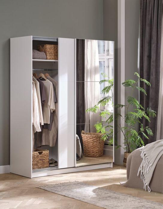 Dulap RABERG 150x200 cu oglindă alb