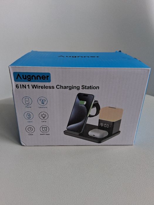 Incarcator wireless charger triplu telefon,casti,smartwatch,led