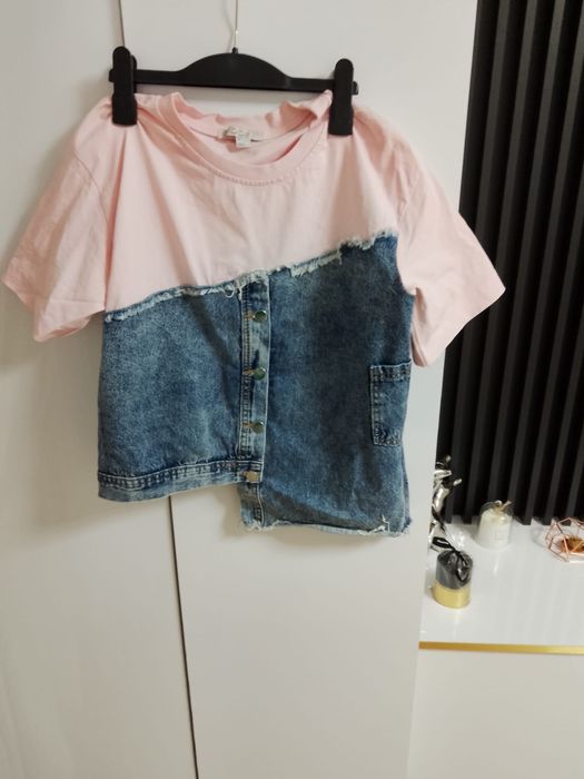 Tricou roz de blugi