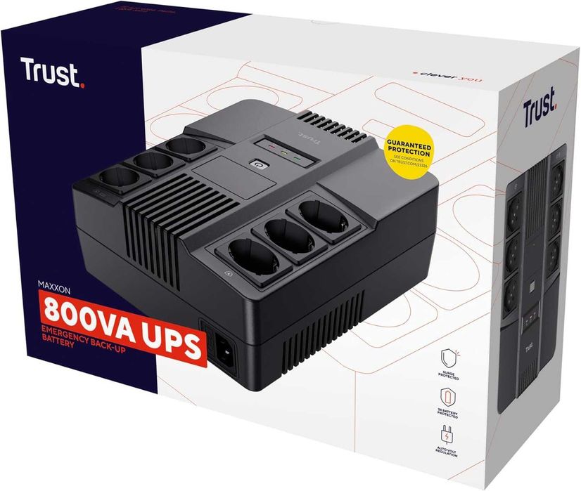 Нов UPS Trust Maxxon 800VA / 360W (Непрекъсваемо Захранване)