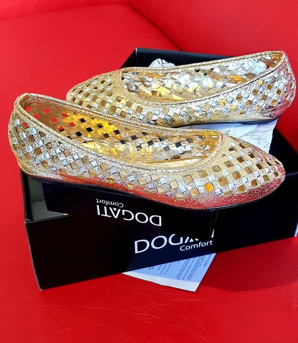 Balerini auriu cu argintiu eleganți aerisiți auriu cu argintiu nr 36