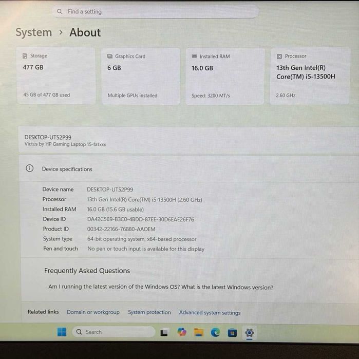 HP Victus Gaming 15 i5-13500H RTX 4050 6GB SSD 512GB RAM 16GB| TrueGSM