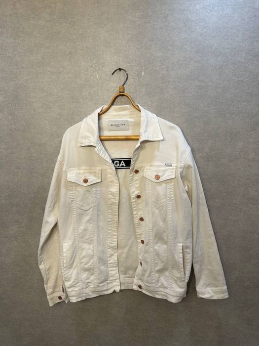 Белая джинсовая куртка balenciaga paris