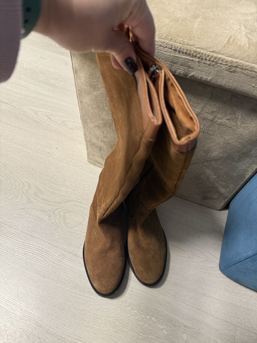 Cizme piele interior-exterior maro, marimea 35