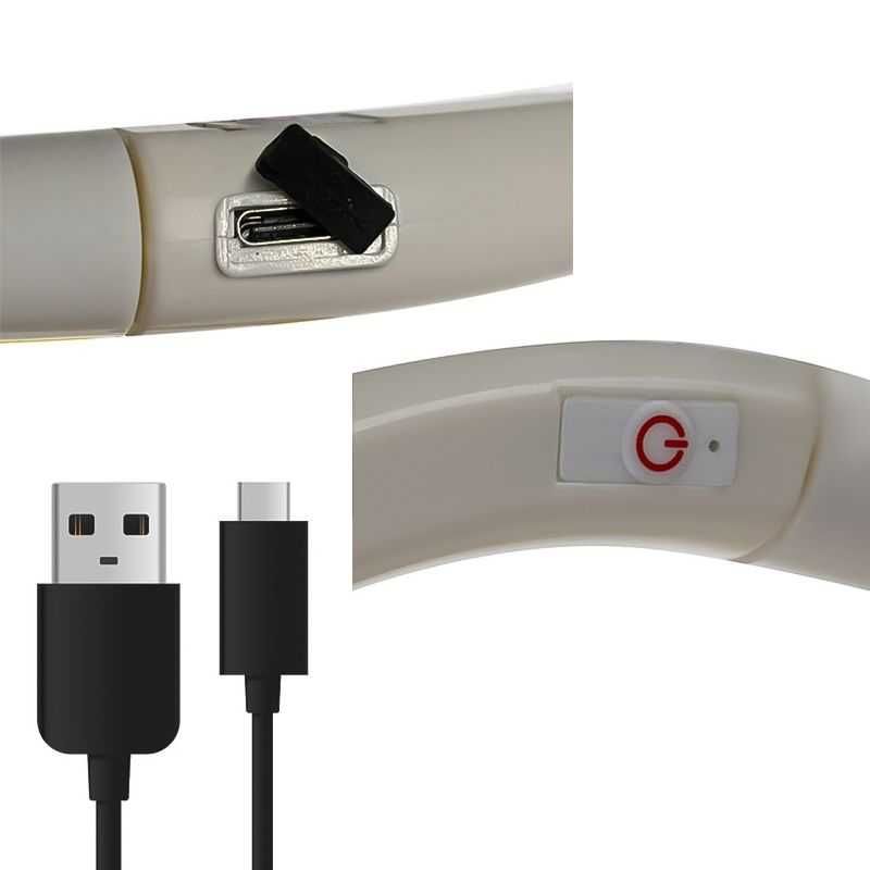 Регулируем светещ LED нашийник за кучета с USB зареждане