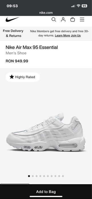 Adidas Nike AirMax 95 essential , albi(white)