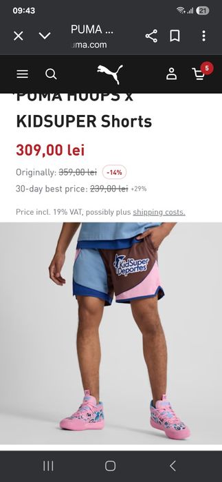 Pantaloni scurti puma x kidsuper,  mărimea M, preț 60 roni