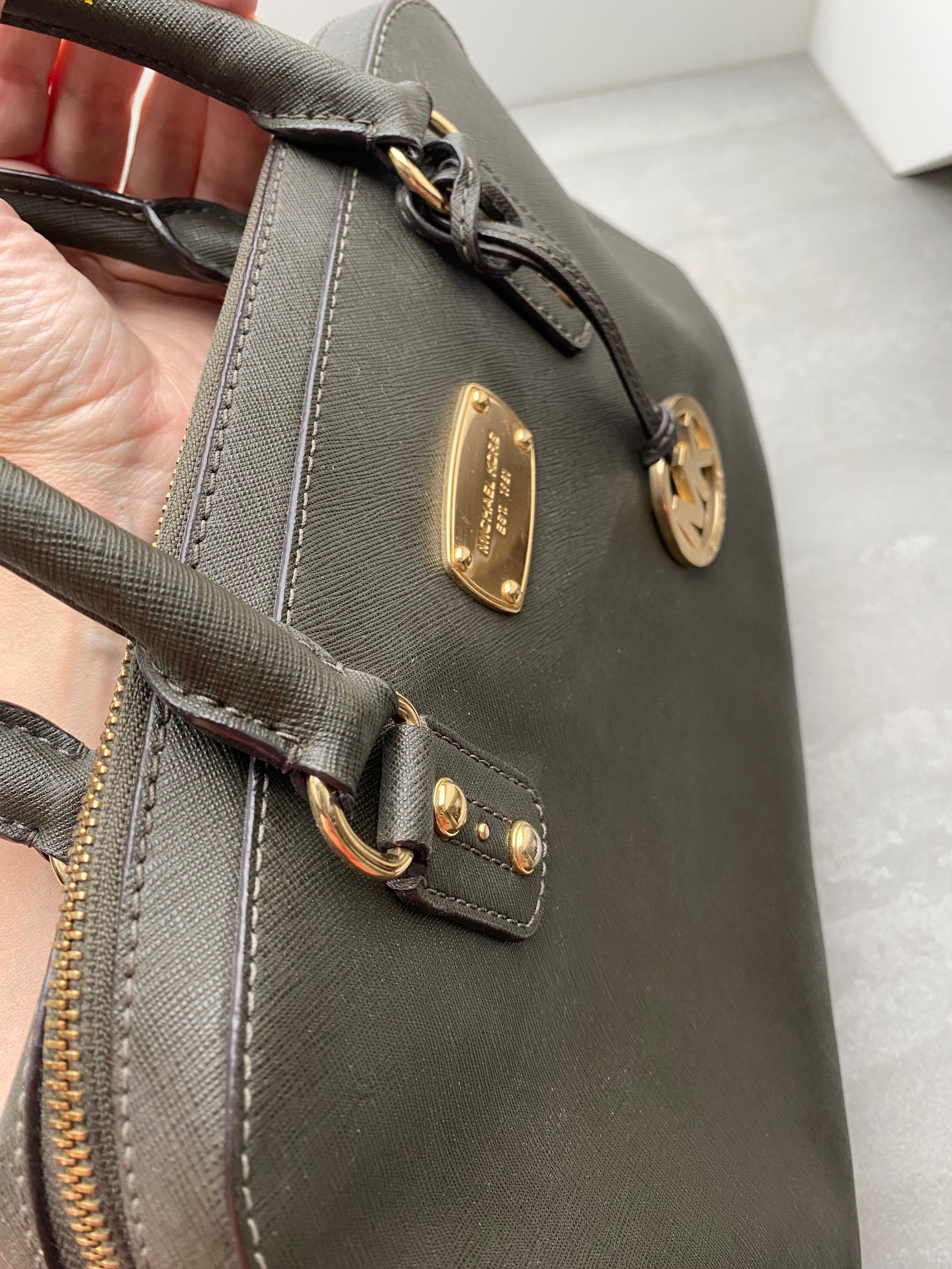 Голяма чанта Michael Kors оригинал в тъмнозелен цвят