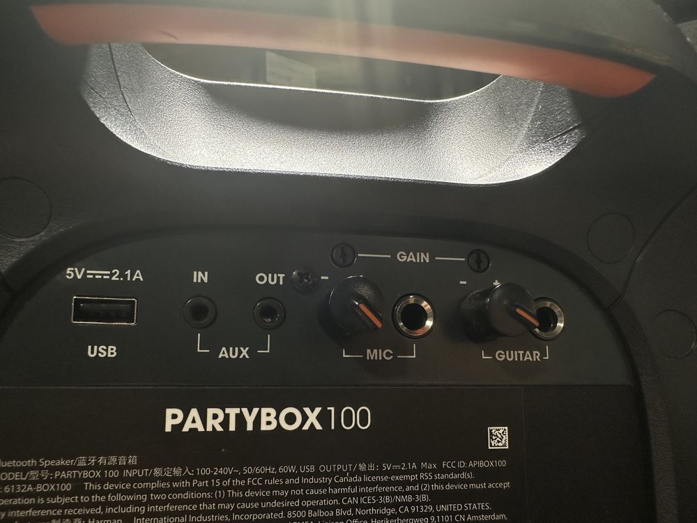 Портативная акустика JBL Partybox 100, 160 Вт, 7282/А10