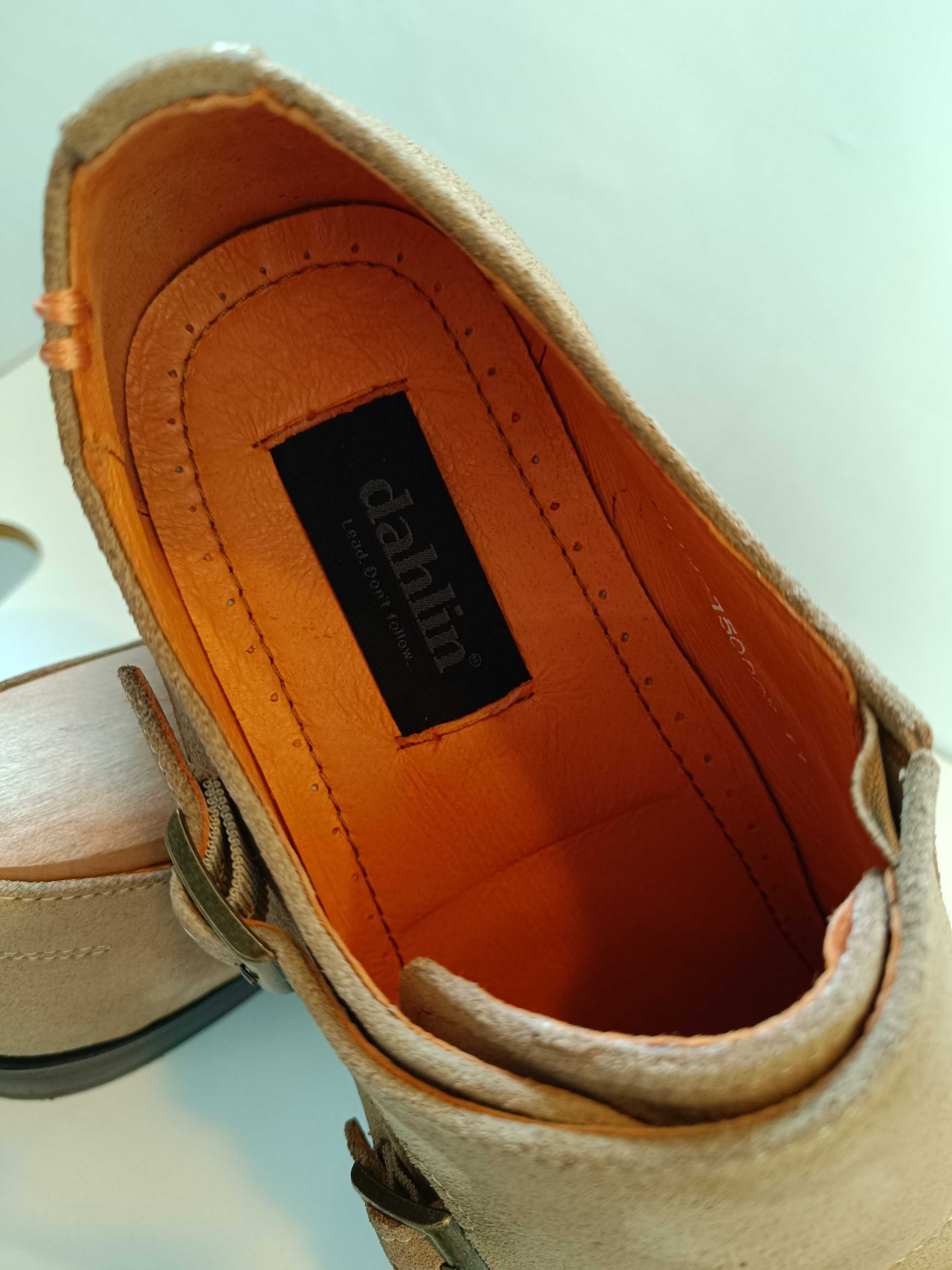 Pantofi monk de lux 42 lucrati manual Dahlin NOI piele naturala moale